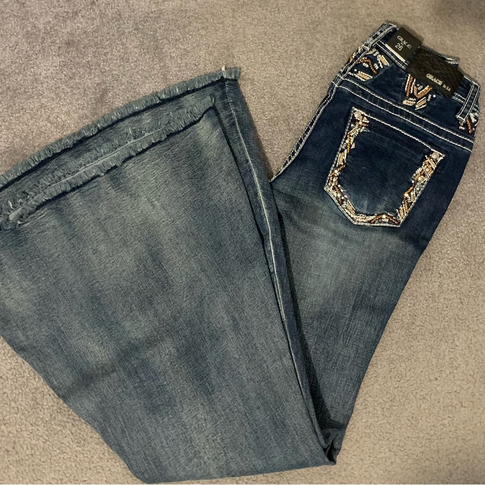 GraceLA high waisted super flare bell bottoms new with tags
